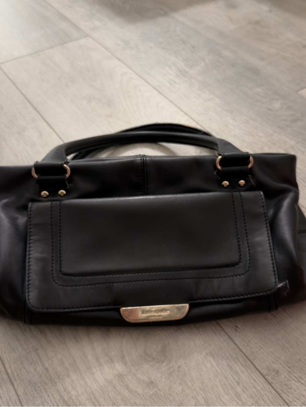 kate spade Black Leather Shoulder Bag with Gold Hardware
